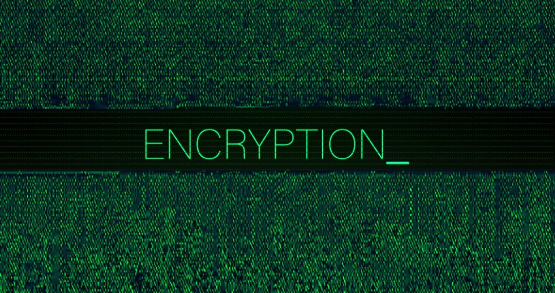 Digital Encryption Concept with Green Glitch Effect