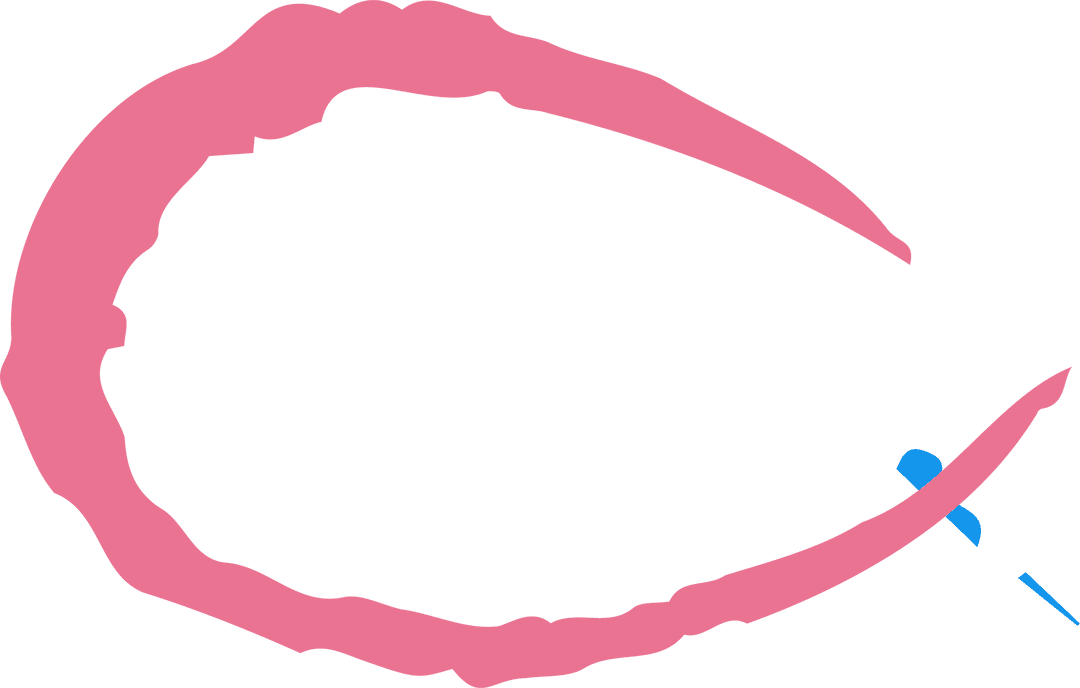 Abstract Pink Brush Stroke with Blue Accent on Transparent Canvas