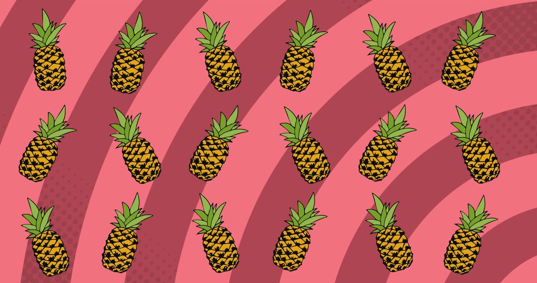 Colorful Pineapple Pattern on Vibrant Pink Background