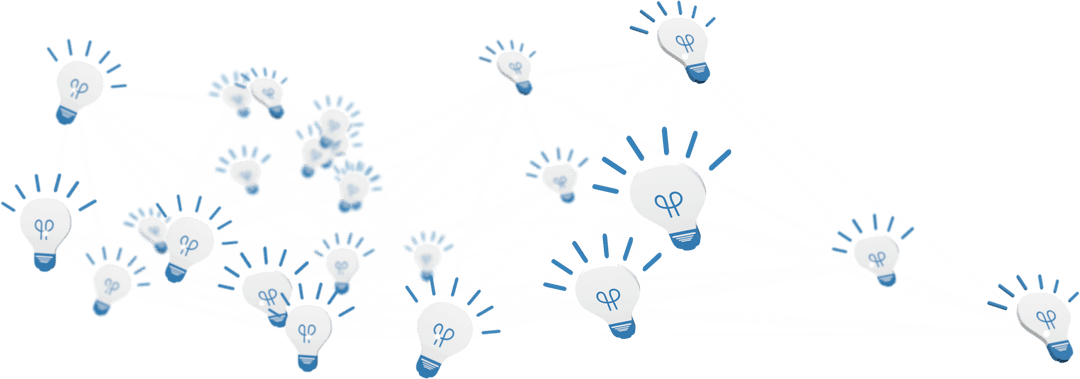 Transparent Light Bulb Network Illustration on White Diagram Background
