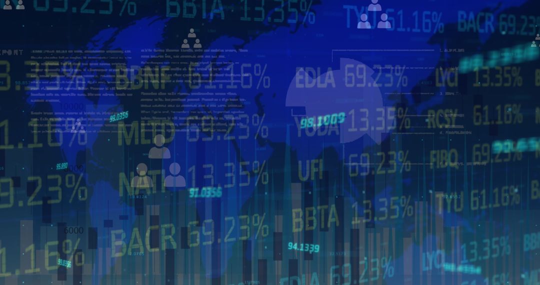 Financial Data Processing with Digital Interface Over World Map