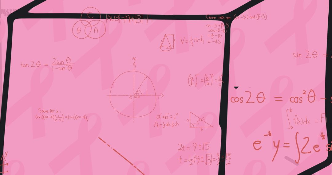 Mathematical Formulas on Pink Patterned Background