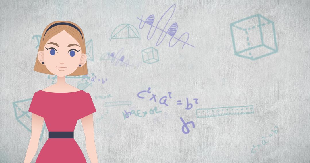 Animated Woman Discussing Mathematical Concepts for Education