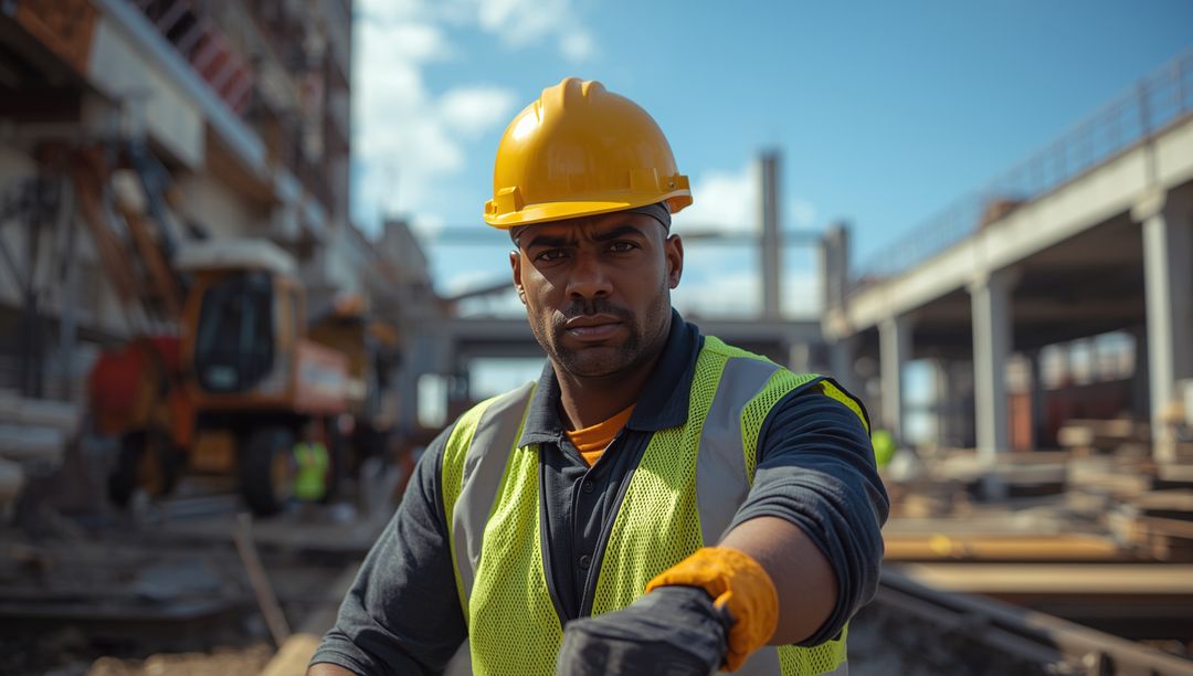 Confident Construction Worker Overseeing Building Progress
