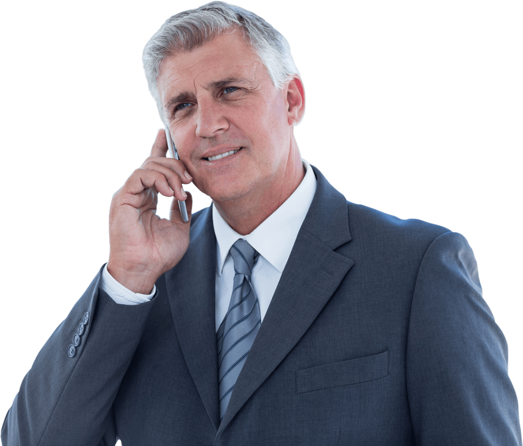 Confident Businessman Having Phone Call Transparent Background