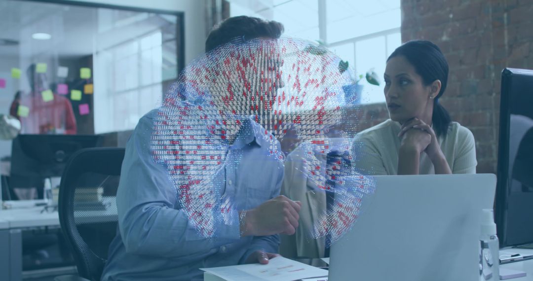 Collaborating Coworkers Analyzing Data in Modern Office