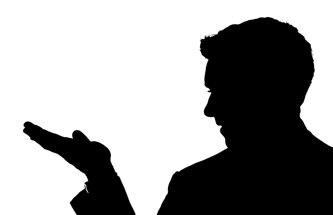 Businessman Silhouette with Gesturing Hand on Transparent Background