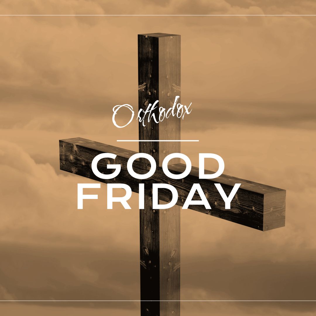 Orthodox Good Friday Text With Wooden Cross Background