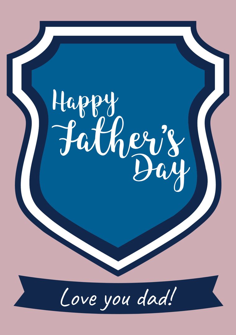 Father's Day Shield Design with Heartfelt Greeting - Download Free Stock Templates Pikwizard.com
