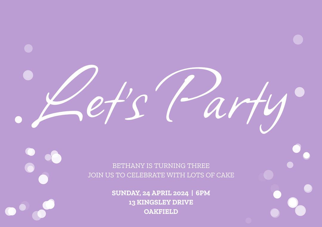 Elegant Purple Birthday Party Invitation With Celebration Details - Download Free Stock Templates Pikwizard.com