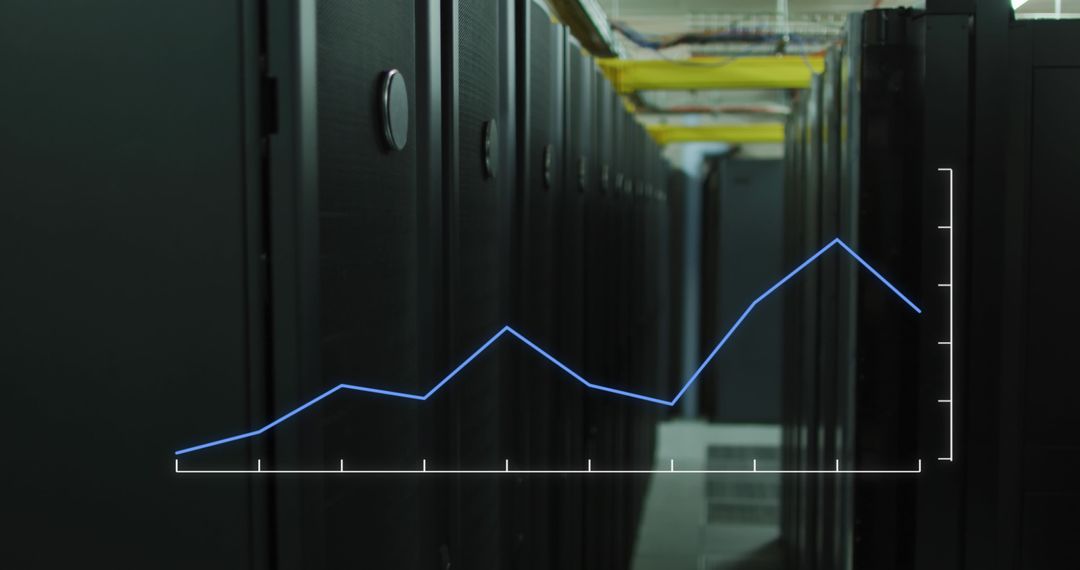 Growth Line Graph Overlay on Server Room Aisle