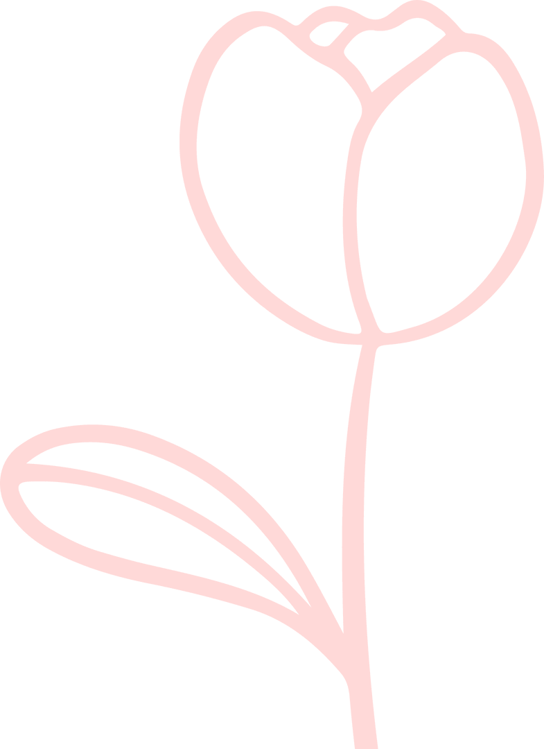 Minimalist Line Art Floral Design on Transparent Background