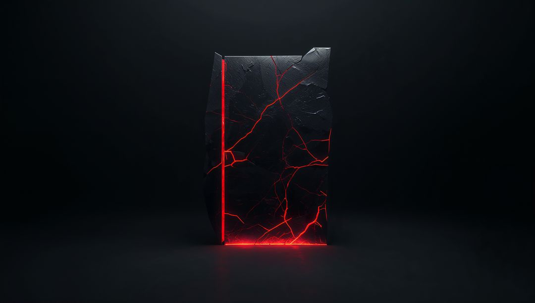 Futuristic Black Monolith Emitting Red Neon Glow