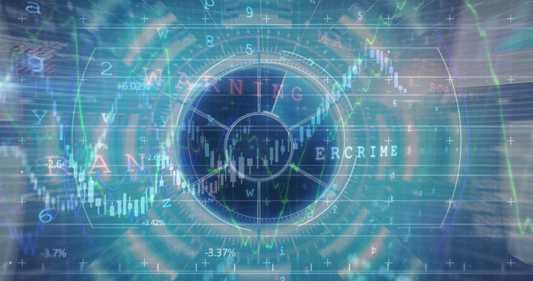 Digital Stock Market Graph with Warning Interface
