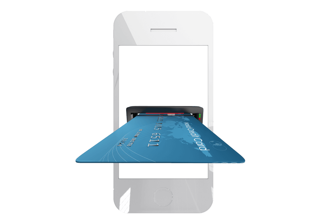 Credit Card Emerging from Transparent Smartphone Screen