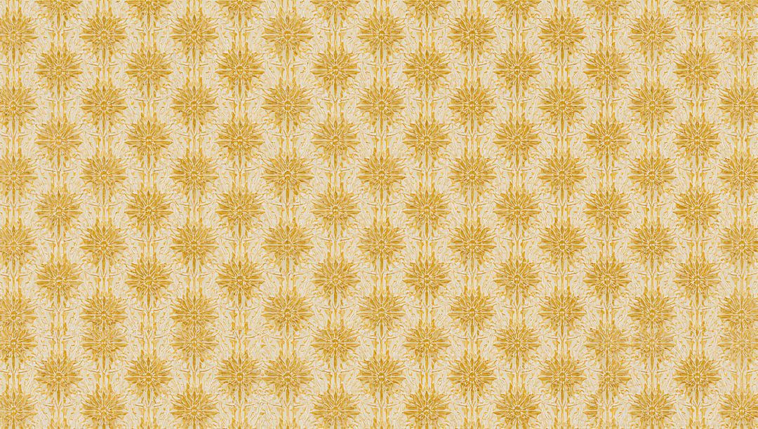 Golden Damask Rosette Wallpaper Pattern Featuring Antique Vines and Aged Textured Grid
