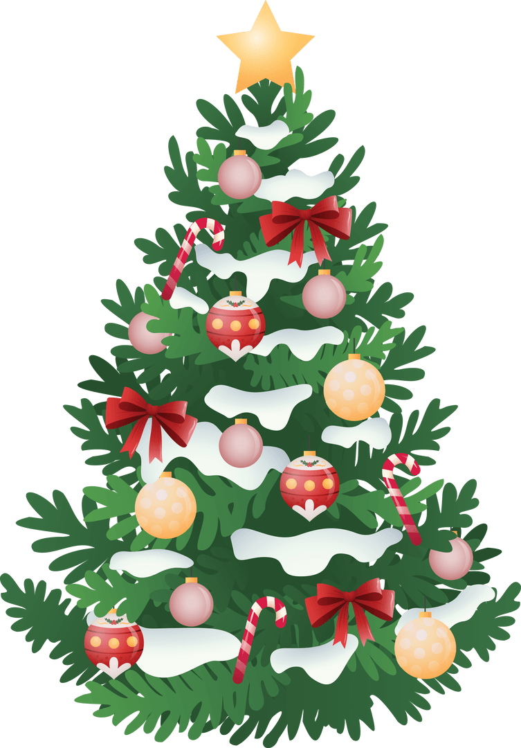 Transparent Christmas Tree with Decorations and Golden Star