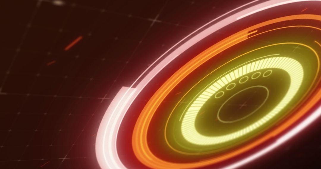 Futuristic Digital Interface With Glowing Orange Scope