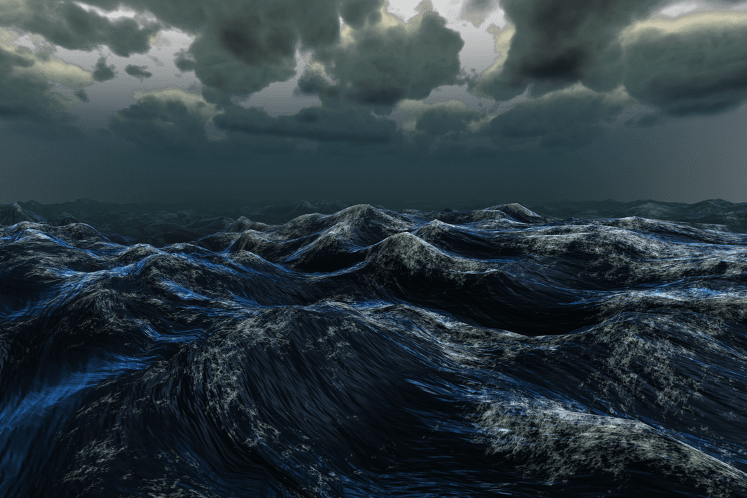 Opaque Waves in Stormy Sea with Dark Sky