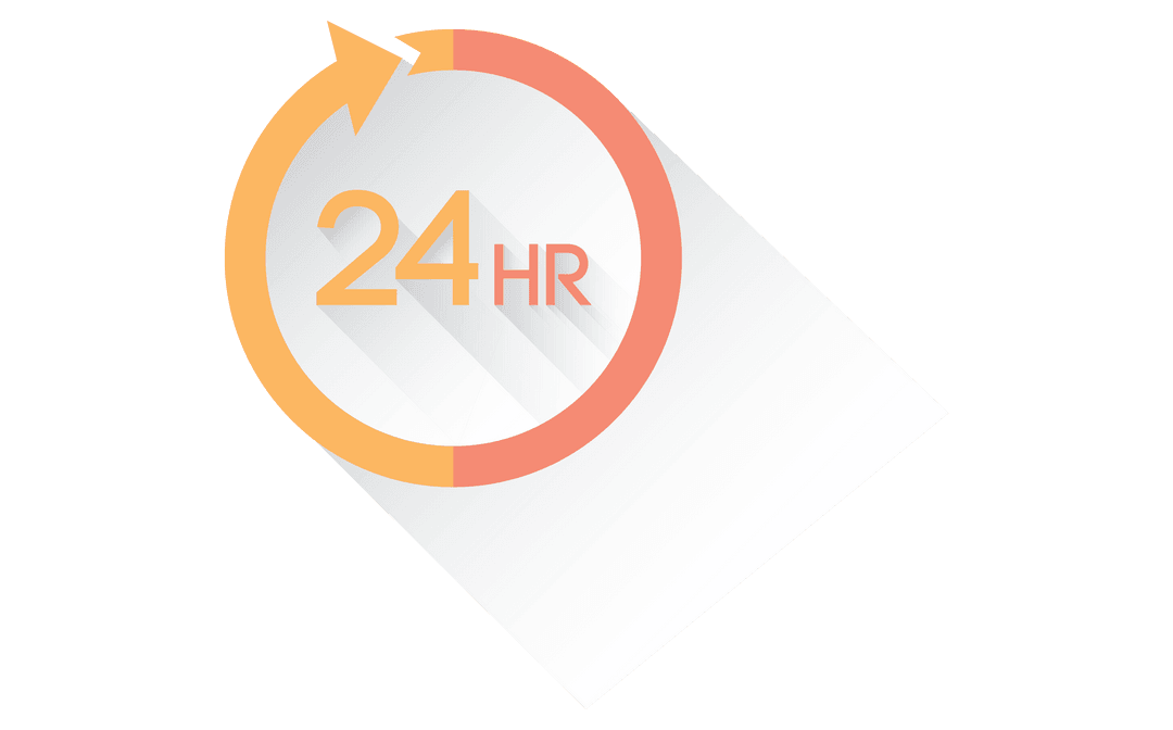 Transparent 24 Hour Service Icon with Arrow Design