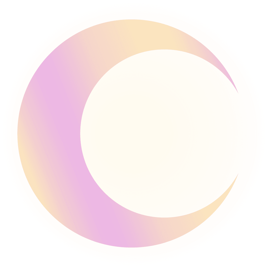 Luminous Pastel Crescent Overlapping Sun on Transparent Background