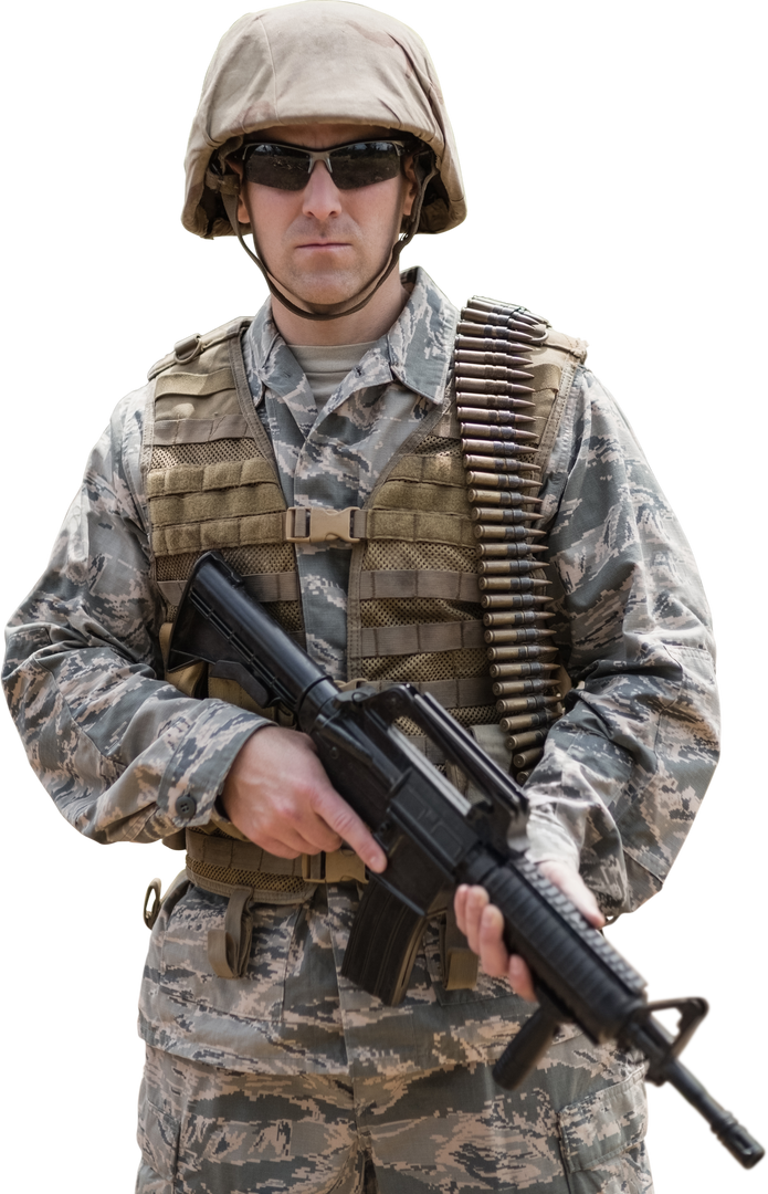 Transparent Confident Soldier Standing with Weapon - Download Free Stock Images Pikwizard.com