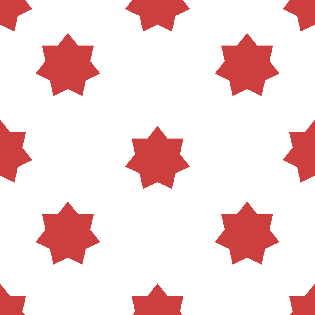 Red star patterned rows on transparent background