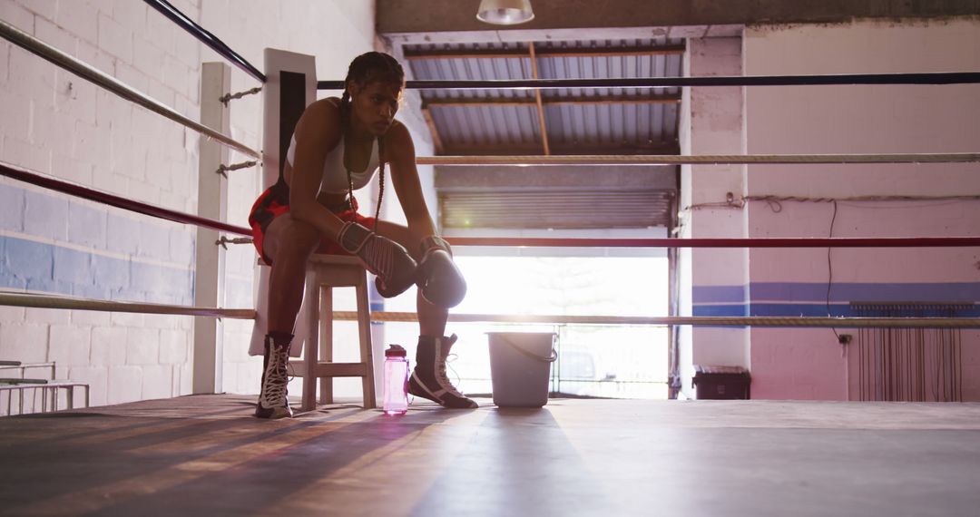 Female Boxer Taking a Break During Training in Boxing Gym - Free Images, Stock Photos and Pictures on Pikwizard.com