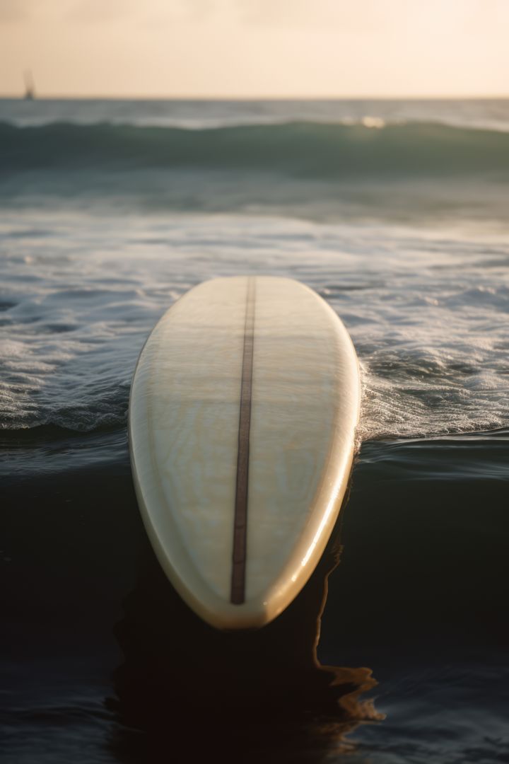White surfboard lying on beach at sunset, created using generative ai technology - Free Images, Stock Photos and Pictures on Pikwizard.com