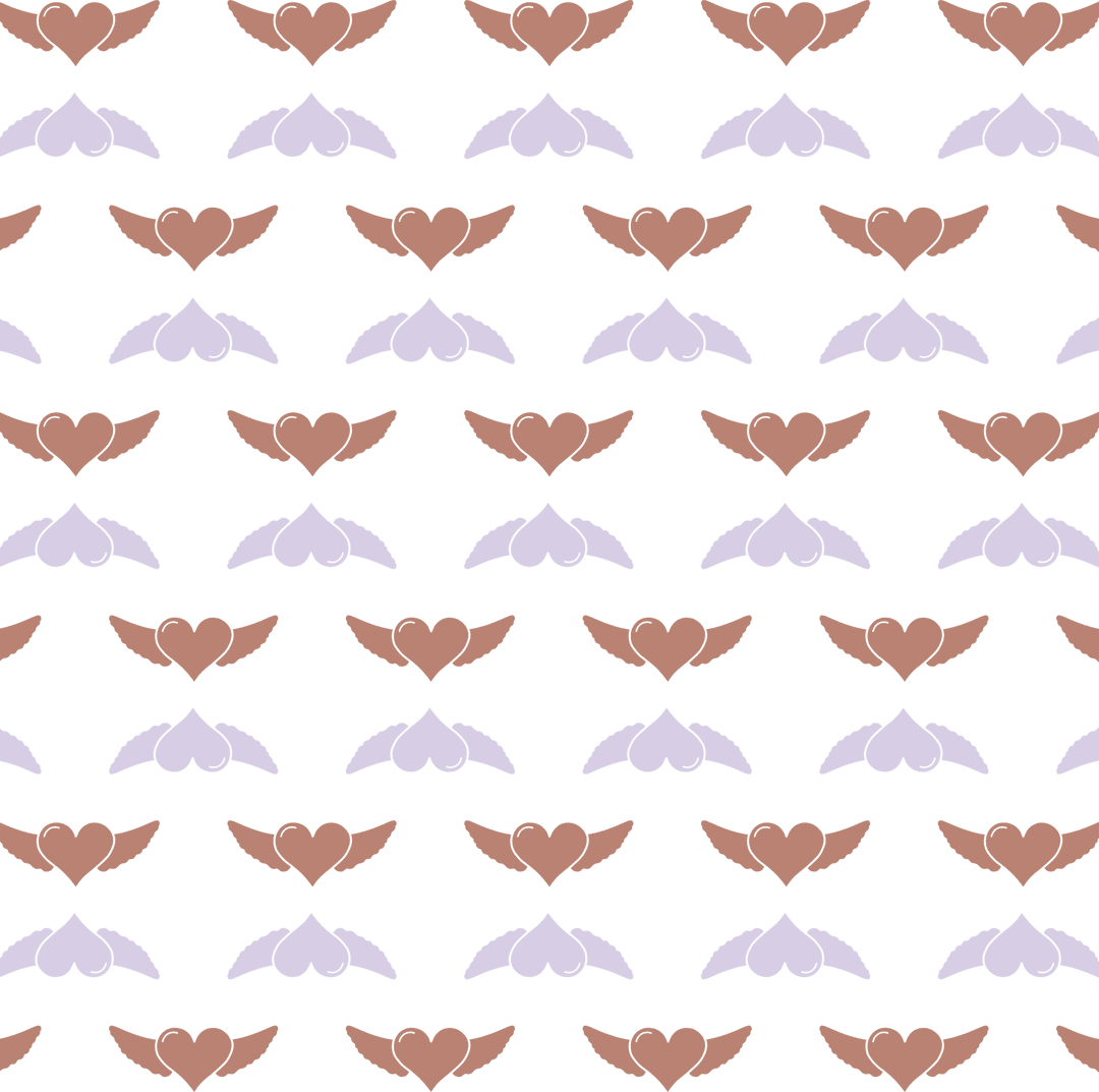 Charming Brown and Purple Heart Pattern on Transparent Background