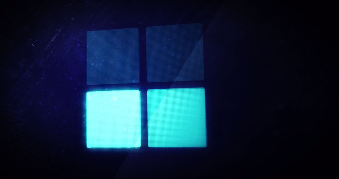 Glowing Digital Interface with Blue Loading Squares