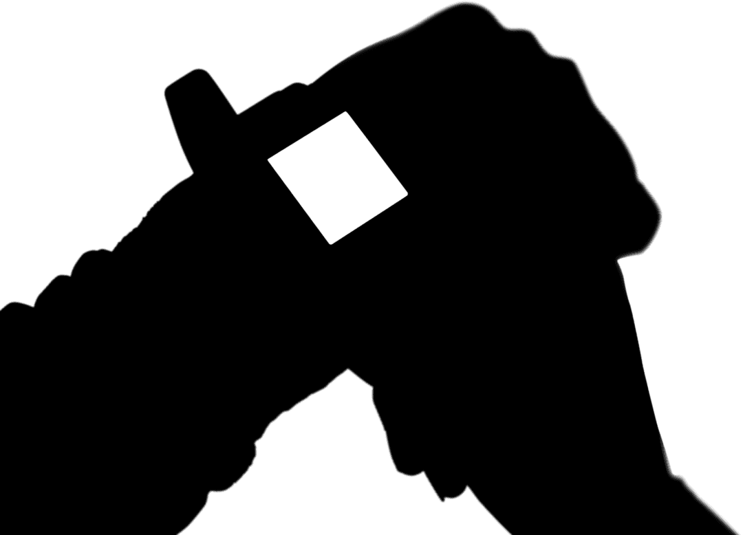 Transparent Silhouette of Hands with Digital Display Space