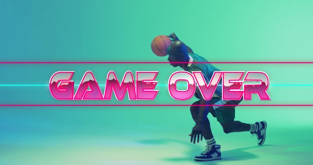 Retro Styled Basketball Game Over Text with Player - Free Images, Stock Photos and Pictures on Pikwizard.com