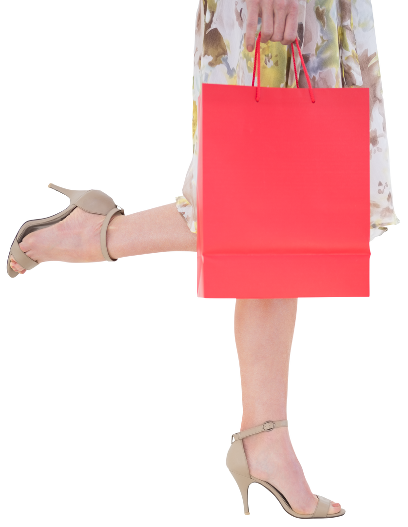 Woman's Legs Holding Red Shopping Bag on Transparent Background - Download Free Stock Images Pikwizard.com