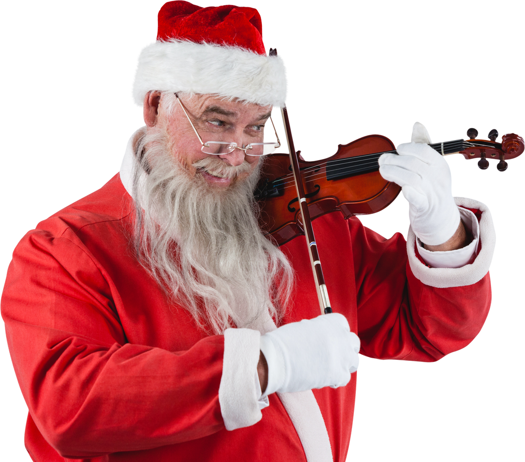 Smiling Santa Claus Playing Violin on Transparent Background - Download Free Stock Images Pikwizard.com