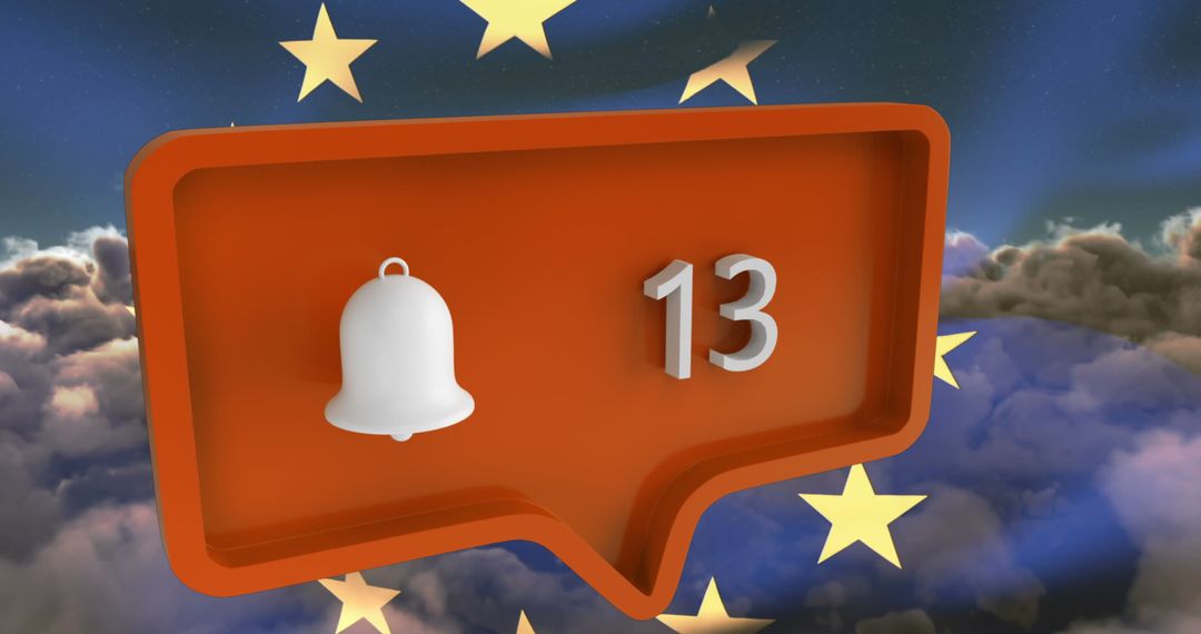 Social Media Notification on EU Flag Background - Free Images, Stock Photos and Pictures on Pikwizard.com