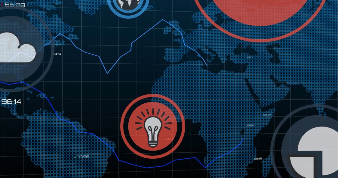 Futuristic Global Network Interface with Technology Icons