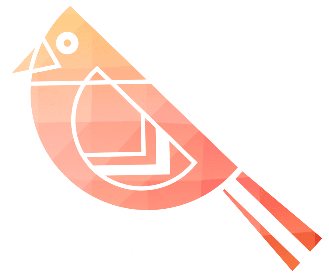 Geometric Orange Bird Illustration on Transparent Background