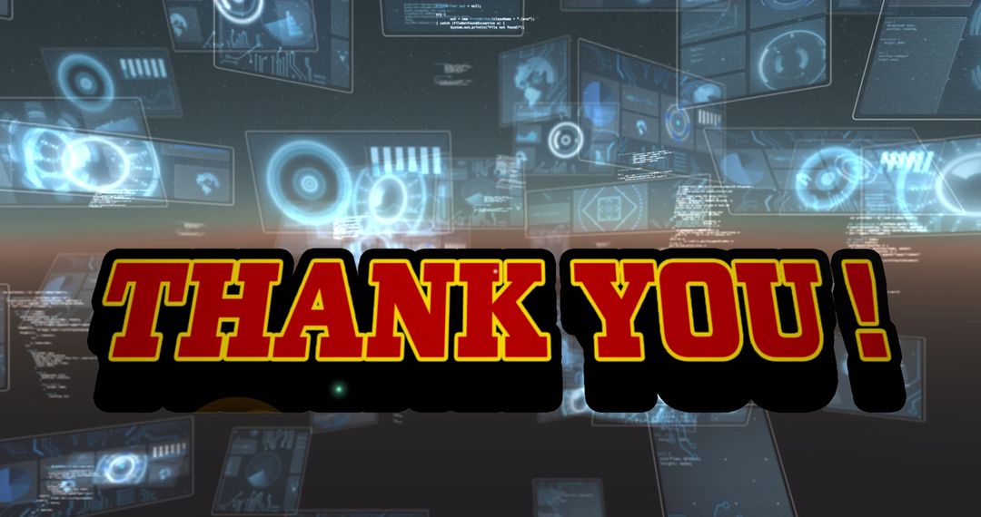 Digital Thank You with Futuristic Data Graphics Background