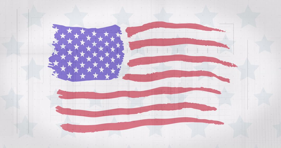 Artistic American Flag on Digital Interface Background