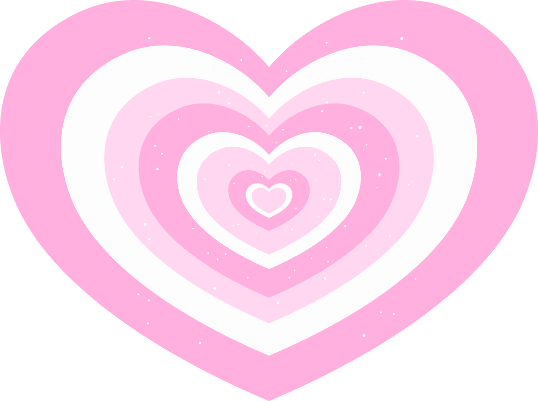 Concentric Pink Hearts Glittering on Transparent Background