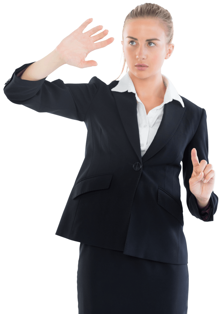 Confident Businesswoman Gesturing on Transparent Background