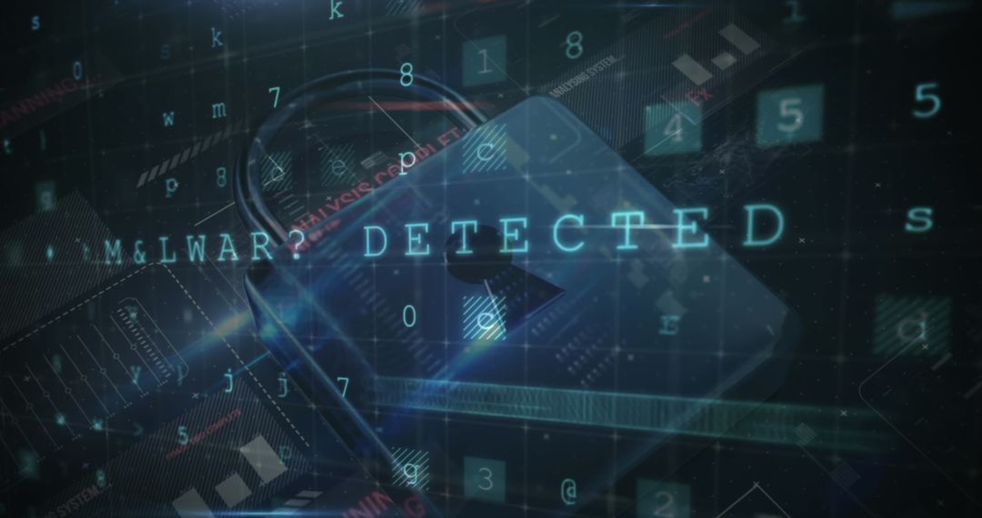 Digital Network with Padlock Secure Conceptual Art