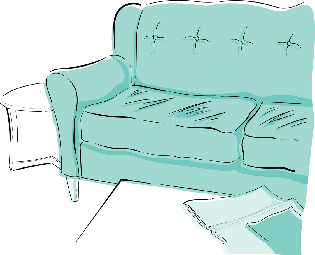 Digital Illustration Blue Sofa On Transparent Background Vector Design - Download Free Stock Images Pikwizard.com