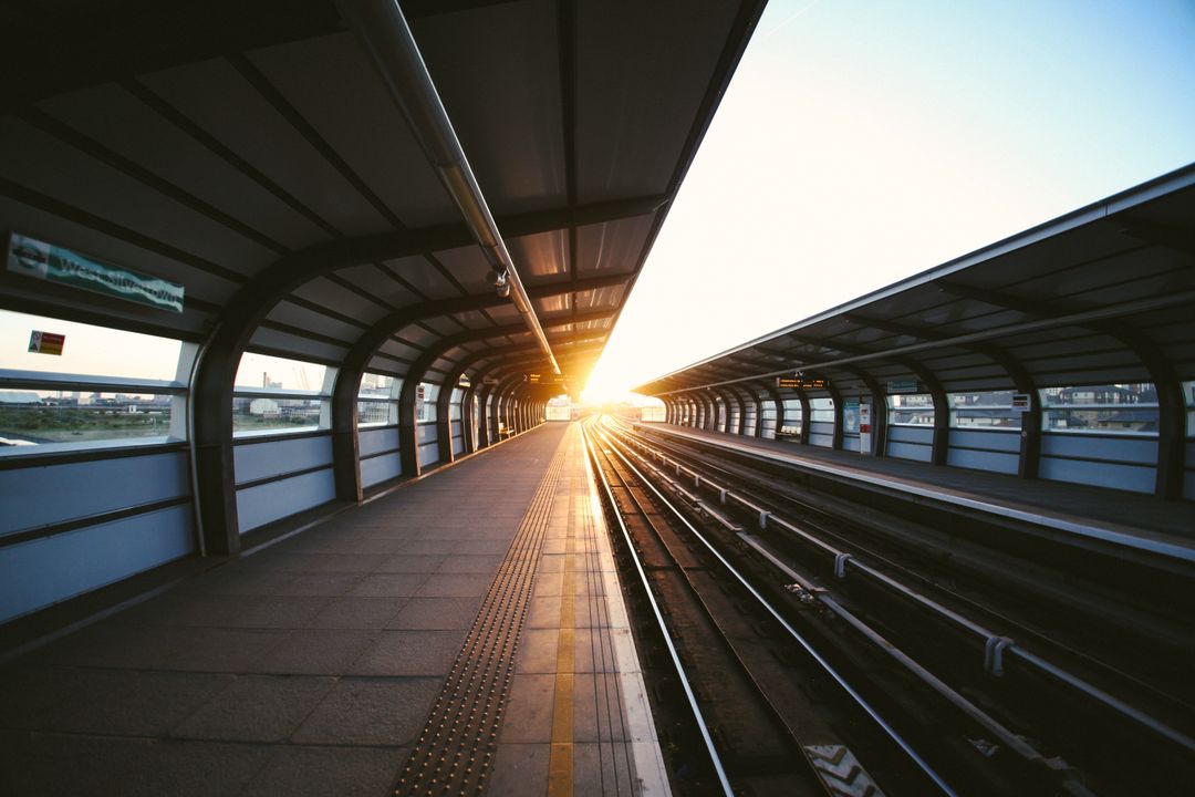 Cover background sunset illuminating empty metro station