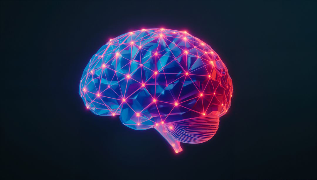 Futuristic Neon Brain Visualization with Glowing Network