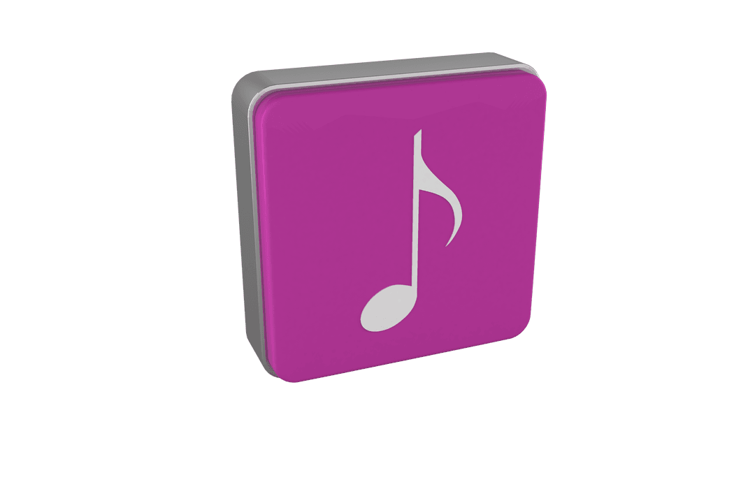 Transparent Cube with Musical Note Symbol PNG Illustration