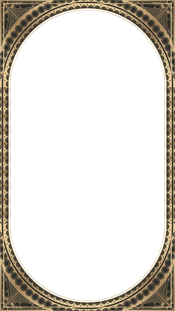 Art Deco Oval Frame with Geometric Motifs on Transparent Background
