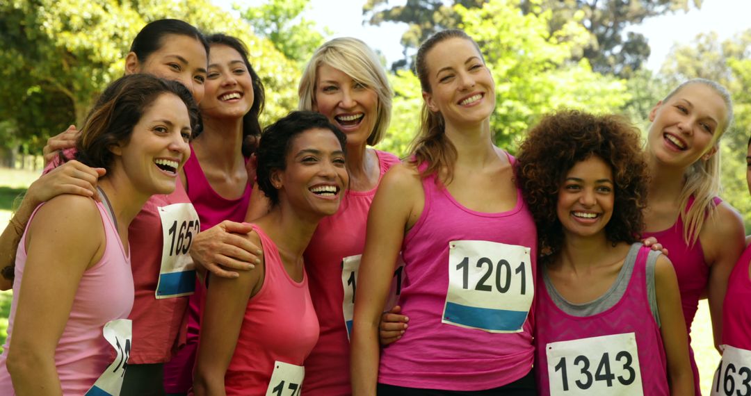 Group of Women Participating in Charity Run Smiling Together - Free Images, Stock Photos and Pictures on Pikwizard.com