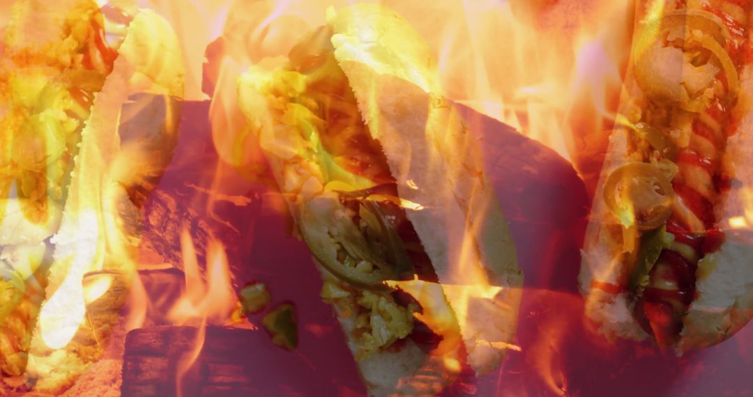 Grilled sausage buns ablaze with savory flavors